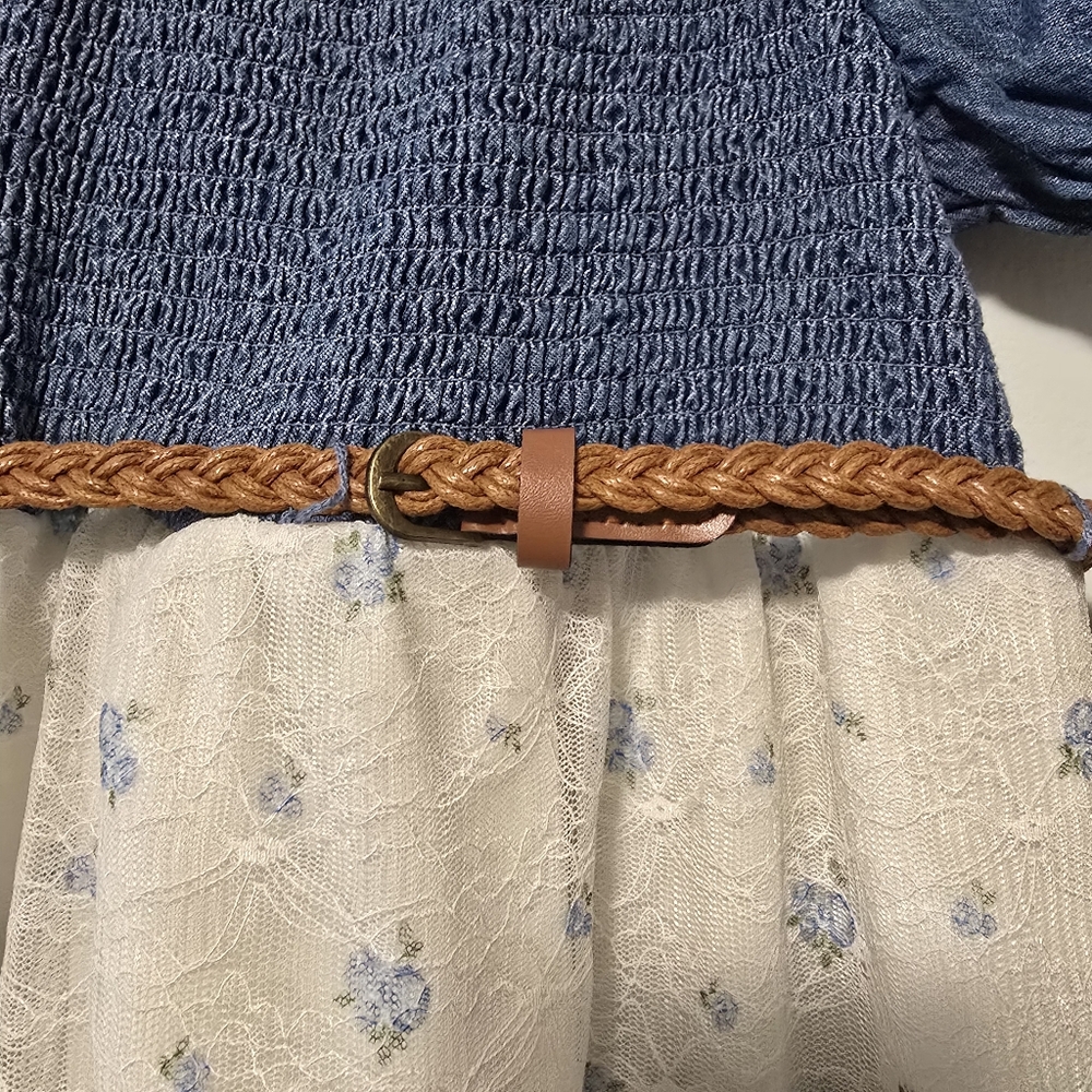 Youth Girls' Size XS- 5/6 Denim and Dress with Belt - Picture 2 of 8